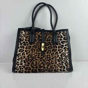 Cavalcanti - Leopard Print Satchel with Black Trim